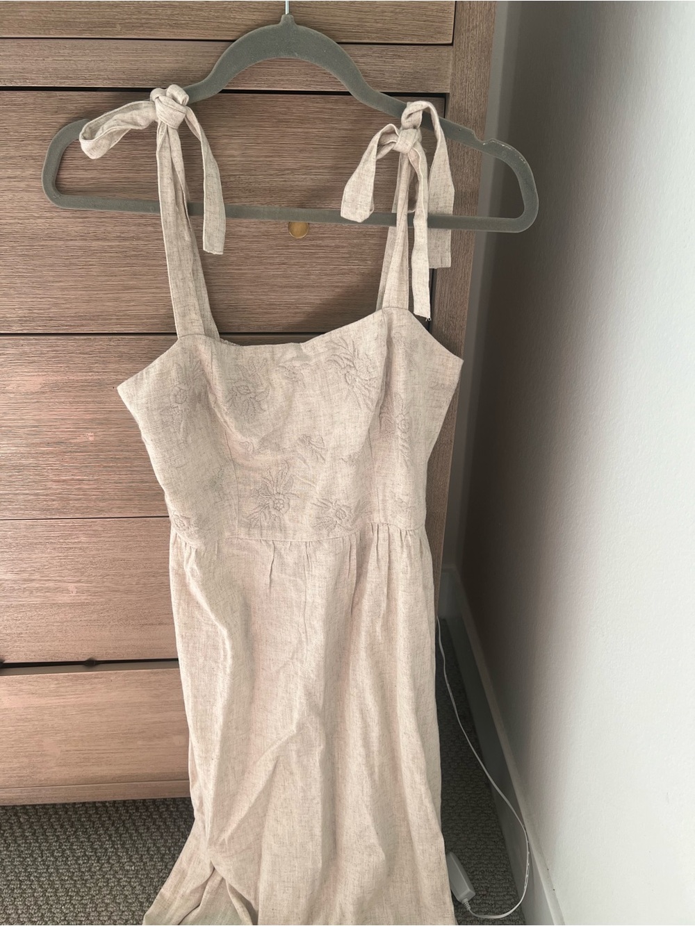 Tie-Shoulder Cream Maxi Dress